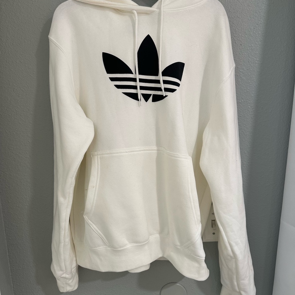 Adidas Women's White Trefoil Hoodie Sweater